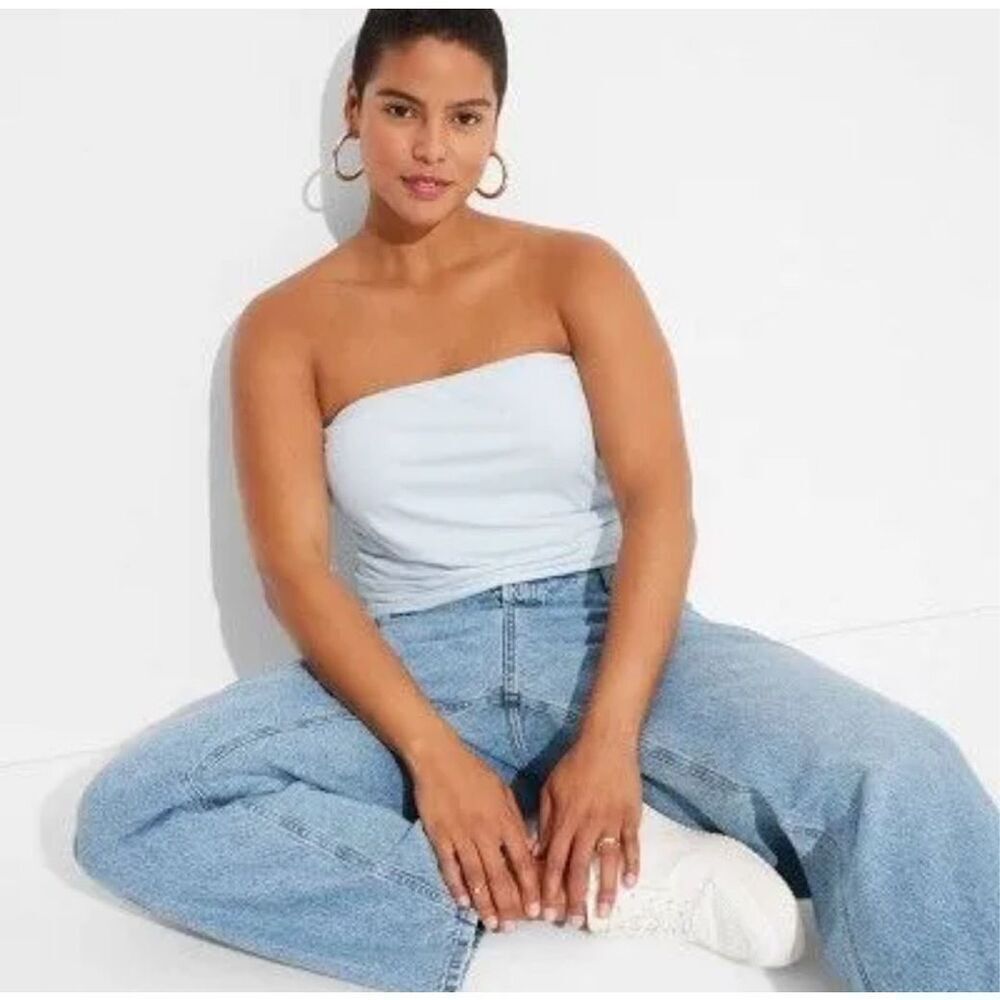 Wild Fable Women's Core Tube Top in Blue Size 1x